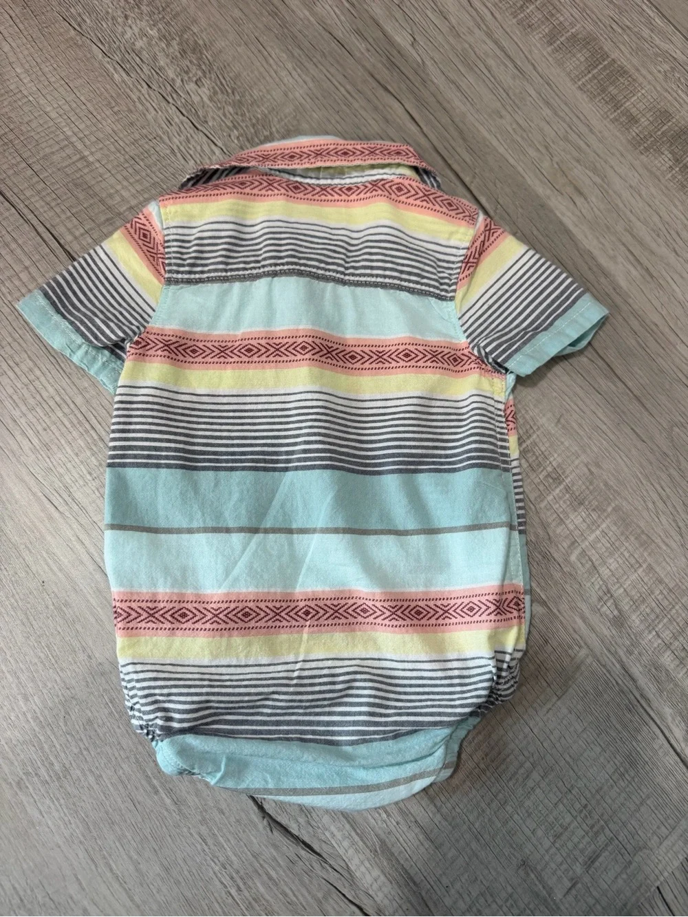 OshKosh B'gosh Mint Striped Button-Front Polo Romper